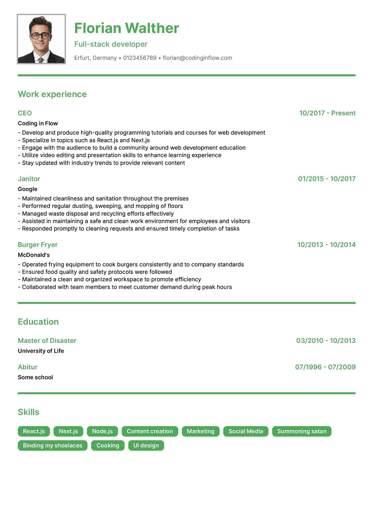 Resume preview